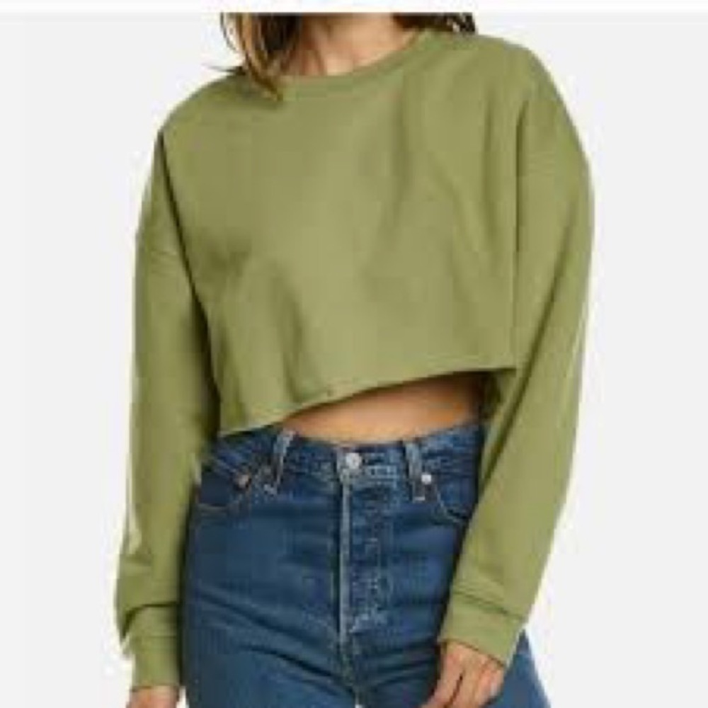 WeWoreWhat Cropped Green Sweatshirt Size Large